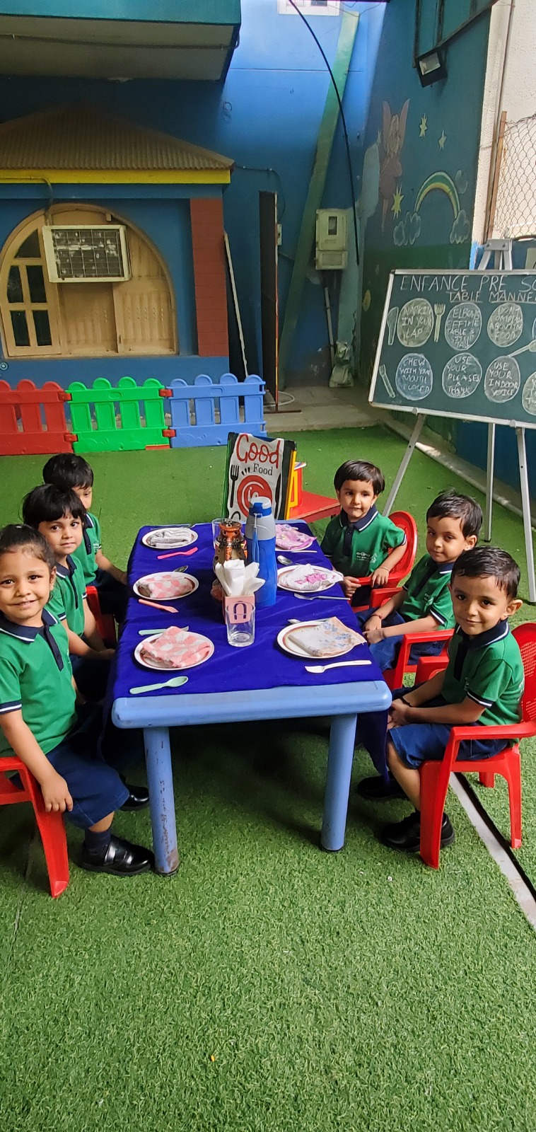 Child smiling on first day of preschool